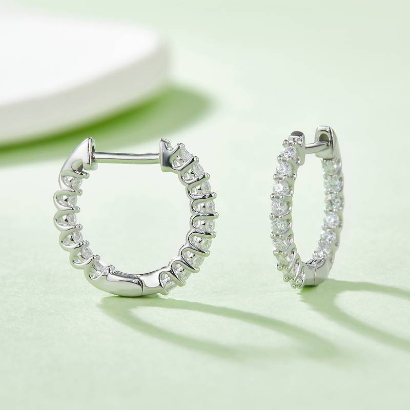 单排对半耳环S925银Moissanite厘石D级0.45ct
